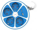 ROLINE 4-fach Steckdosenleiste mit Schalter, rund, USB-Charger A+C, blau, 1,5 m