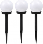 Elight Saules Dārza Globusa Gaismu Komplekts 3gab 10 cm Auksti Baltas LED Ar Krēslas Sensoru Ūdensizturīgs Melns