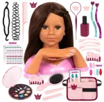 Bayer Design Charlene Magic Nails Makiažo galvutė ir nagai - Brunete 27 cm