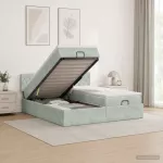 Otmana lova su matracsu ir LED &Scaron;viesiai pilka 200 x 200 cm