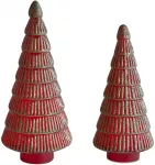 Beliani 2 dekoracinių figūrėlių rinkinys PURUVESI Eglutė 31/36 cm raudona/žalia