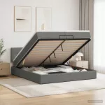 Otmana lova su matracsu ir LED Tamsiai pilka 200 x 200 cm