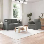 Sofa Sofos komplektas 2 vnt. Tamsiai pilka Aksomas