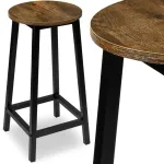 Metalinis baro kėdė FLINT, rustic loft stiliaus, sendinto ąžuolo sėdynė, 65 cm auk&scaron;čio, virtuvės baro taburetė, pusbario kėdė