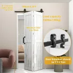 Dbreaks 1m/3.3ft sulankstomų stumdomų durų furnitūra, pilnas stumdomų durų komplektas vienpusio montavimo sistemai, vietą taupantis tvarto durų bėgių komplektas, tinkamas durų angoms nuo 70-80cm, (be durų)