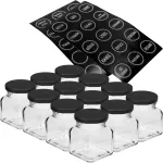 12x prieskonių indai 120ml stiklainiai uogienei, konservams, etiketės
