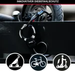 Master Lock trosinė spyna su raktu, 1 m, idealiai tinka paspirtukui, dviračiui, vežimėliui, sporto įrangai, juoda
