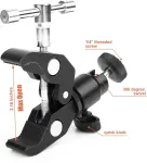Chromlives kameros spaustuko laikiklis su rutuline galvute, super spaustukas ir mini rutulinė galvutė su 1/4"-20 trikojo sriegiu Lcd/dv monitoriui, blykstėms, mikrofonui