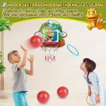 Fullware mini krep&scaron;inio lankas vaikams &ndash; 2-in-1 su žiedų mėtymu ir dino dizainu, mini krep&scaron;inio lankas vidaus/lauko naudojimui, rezultatų ekranas/muzika &ndash; dovana berniukams nuo 3 iki 10 metų