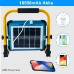 Topbos 100 W statybinis prožektorius Led su trikoju, 10000 Lm ne&scaron;iojamas darbo žibintas, 16500 Mah baterija su Usb-c ir saulės įkrovimu, Ip54 atsparus vandeniui, 4 &scaron;viesos režimai, skirtas dirbtuvėms, statybvietei