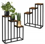 Stovintis gėlių stovas Loft juodas Stovas gėlėms Vazonas Dekoracijos 67cm