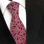 Tigertie Dizaineri&scaron;kas &scaron;ilkinis kaklarai&scaron;tis raudonas blizgus raudonas sidabrinis paisley kaklarai&scaron;tis &scaron;ilkas, raudonas
