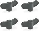 Ganter Normelemente sparnuotoji veržlė Gn 634-55-m8-e-dsg | 4 vnt. pakuotė | Sparnuota rankena | Juodas plastikas | Plieninė varžtas M8