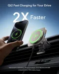 Esr qi2 15w magsafe automobilinis laikiklis su įkrovimo funkcija, qi2 sertifikuotas, ventiliacinis belaidis įkroviklis, mobiliojo telefono laikiklis automobilyje, skirtas iphone 16/15/14/13/12, s25, greitas įkrovimas, natural titanium