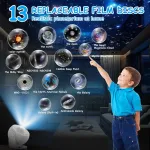 Planetariumo žvaigždžių projektorius, 13 viename led galaktikos projektoriaus &scaron;viestuvas su 12 filmų diskų, vaiki&scaron;kas žvaigždėto dangaus projektoriaus lempa, naktinė lemputė miegamajam, svetainei, vakarėliui, balta