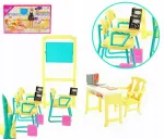 DC Educore mokykla lėlėms, klasė, suolai, stalas, lenta, portfelis