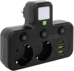 Toolight Maitinimo Lizdų Blokas 2 Lizdai + 2x Usb-a + Usb-c Jnh017 Juodas