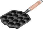 Cyrank Poffertjes keptuvė, Takoyaki keptuvė, mėsos kukulio formavimo įrankis, 14 skylių, nelipni Takoyaki grilio keptuvės plok&scaron;tė, a&scaron;tuonkojo kamuoliukų gaminimo įrankis, ketaus Takoyaki grilio plok&scaron;tės kepimo įrankis