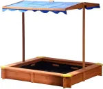 Dobar 94350fsc Smėlio dėžė i&scaron; Fsc medienos su pakreipiamu stogu, kurio auk&scaron;tis reguliuojamas, su Uv 801 apsauga, 117 x 117 x 117 cm, įskaitant pagrindo brezentą
