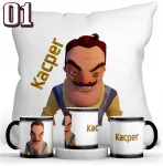 Hello Neighbor magi&scaron;ka puodelio ir pagalvės dovana