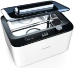 Hogance ultragarsinis valymo įrenginys, ultragarsinis valiklis, 900 ml/50 W, 45 Khz skaitmeninis ultragarsinis įrenginys su 6 laiko režimais papuo&scaron;alams, akiniams, laikrodžiams, burnos apsaugai, unikalūs degazavimo režimai, baltas +