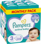 Sauskelnės Pampers Active Baby 3 dydis, 6-10kg, 208 vnt.