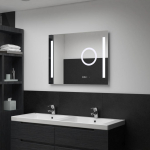 Sieninis vonios kambario veidrodis su LED ir jutikliu, 80x60cm