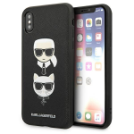 Apple iPhone XS Max Karl Lagerfeld dėklas Saffiano Ikonik Karl&Choupette Head (KLHCI65SAKICKCBK) juodos spalvos
