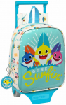 Mokyklinė kuprinė su ratukais Baby Shark Surfing Mėlyna Balta 22 x 27 x 10 cm