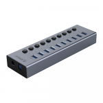 Orico BT2U3-10AB Hub 10x USB-A 3.0 with switches – pilkos spalvos