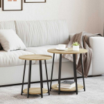&Scaron;oninių staliukų komplektas 2 pcs Sonoma ąžuolas ir juoda