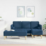 Sofa Sofos komplektas su pagalve 2 pcs Mėlyna Poliesteris