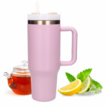 Extralink Juodasis mi&scaron;kas | Terminis puodelis su &scaron;iaudeliu | termosas su rankena 1200 ml, rausvos spalvos