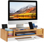 Laikiklis Bonideco Monitoriaus stovas su daiktadėžėmis 15x65x28cm., &scaron;viesiai rudos spalvos (Ekspozicinė prekė)