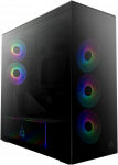 ARCTIC Xtender kompiuterio korpusas, Midi-Tower, E-ATX, RGB, Tempered Glass &ndash; includes vertical GPU mount & riser cable, juodos spalvos