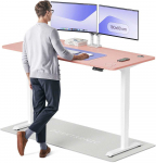 Elektrinis Reguliuojamo: Auk&scaron;čio stalas Desktronic HomePro Baltas/Rožinis, 180x80cm, Dvigubas motoras, USB ir USB-C įkrovimo lizdai
