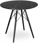 Apvalus modernus stalas Paris Juodas 80 cm, marmuro efekto, juodas, virtuvės, svetainės stalas, valgomojo, kavos staliukas