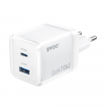 BWOO GaN wall charger CDA224 QC 70W 1 x USB 1 x USB-C, baltas