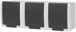Elektro Plast Nasielsk 5043-10 AQUANT 2K trijų pavir&scaron;ių montuojamas lizdas su įžeminimu 3x2P+Z IP55 pilka 5043-10
