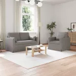 Sofa 2 pcs Taupe Metalas