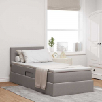 Lova su daiktų laikymo vieta ir LED Taupe 90 x 200 cm audinys