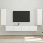 TV staliukas TV sieninio kabineto komplektas 4 pcs Auk&scaron;tai blizganti balta
