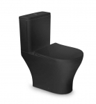Unitazas Vento Harstad Rimless, i&scaron;leidimo anga apačioje, 6/3l su Duroplast Soft Close dangteliu juodas