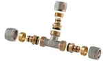 Noņemams un savelkams trejgabals TDM Brass 1445, 90 &deg;, 20mm x 16mm x 20mm, misiņ&scaron;/niķelis