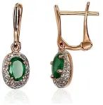 Diamond Sky Jewelry Auksiniai auskarai su deimantais ir smaragdais &bdquo;Saulutė IV&ldquo;