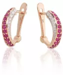 Diamond Sky Jewelry Auksiniai auskarai su deimantais ir rubinais &bdquo;Rubinų melodija&ldquo;
