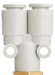 SMC PNEUMATIK jungtis, Y formos tri&scaron;akis, one-touch, 2x&Oslash;6 mm žarnos at&scaron;aka i&scaron; polipropileno plastiko, 1xR1/8" nikeliuotas žalvarinis srieginis antgalis