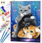 Tapyba pagal numerius su rėmu 40x50 cm &bdquo;Urocze Kotki&ldquo; TP34