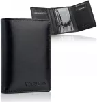 Juodas odinis RFID dėklas kortelėms ir automobilio registracijos liudijimui STEVENS D40040