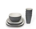 Platinet PLATINET CAMPING TABLEWARE SET 16 PCS Rinkinys NACZYŃ 16 ELEMENT&Oacute;W DLA 4 OS&Oacute;B TALERZ OBIADOWY/MISKA/TALERZYK DESEROWY/KUBEK Pilkas